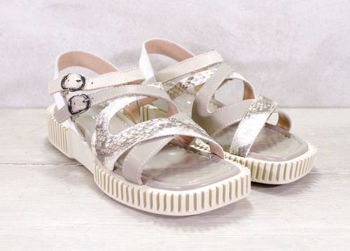 Дамски сандали на ниска платформа от естествена кожа във визонено - модел Валентина