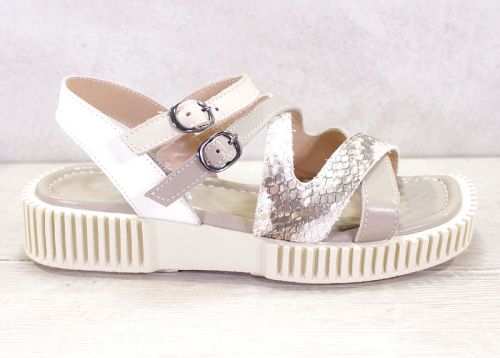 Дамски сандали на ниска платформа от естествена кожа във визонено - модел Валентина