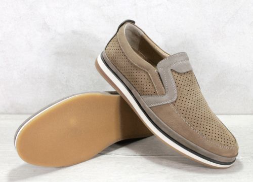 Мъжки ежедневни летни обувки от естествен набук във визонено - Модел Пиер