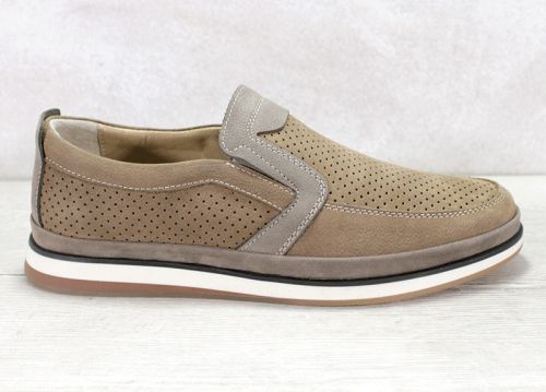 Мъжки ежедневни летни обувки от естествен набук във визонено - Модел Пиер
