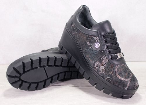 Дамски ежедневни обувки от естествена кожа с цветен принт - модел Ritmo Naturale