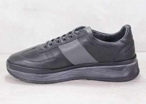 Мъжки ежедневни обувки от естествена кожа с акценти в черен лак и сива кожа - модел Урбан Елеганс