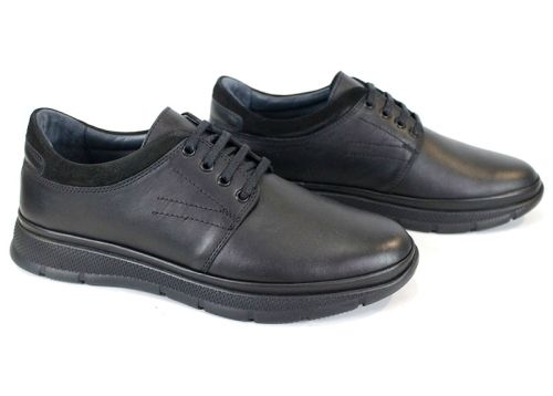 Мъжки ежедневни обувки от черна естествена кожа - модел Comfort City