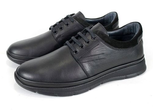 Мъжки ежедневни обувки от черна естествена кожа - модел Comfort City