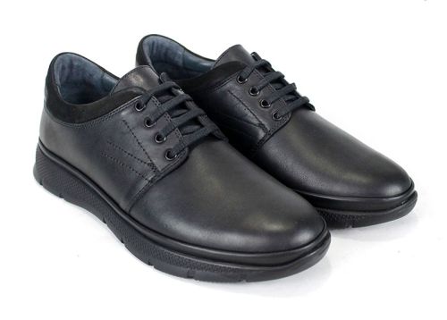 Мъжки ежедневни обувки от черна естествена кожа - модел Comfort City