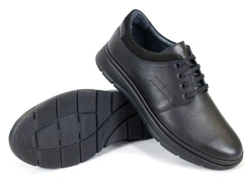 Мъжки ежедневни обувки от черна естествена кожа - модел Comfort City