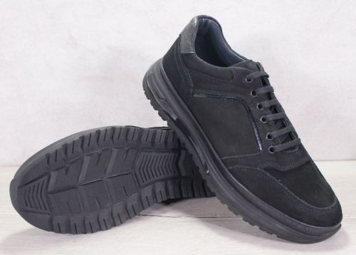 Мъжки ежедневни обувки от черен набук с елементи от кожа - модел Urban Noir