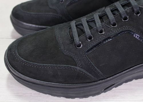 Мъжки ежедневни обувки от черен набук с елементи от кожа - модел Urban Noir