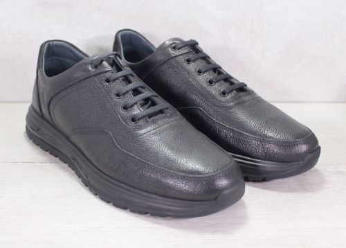 Мъжки ежедневни обувки от черна шагренова кожа - модел Urban Shadow