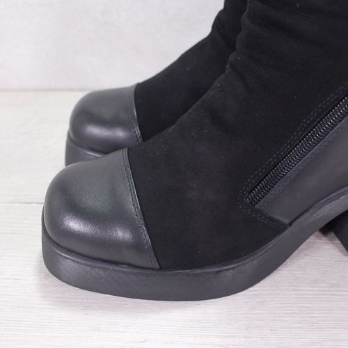 Дамски боти от естествен набук в черно - Модел Нефертити.