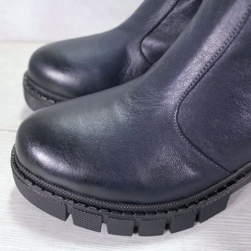 -Дамски ежедневни боти от естествена кожа в тъмно синьо - модел Синя Аврора