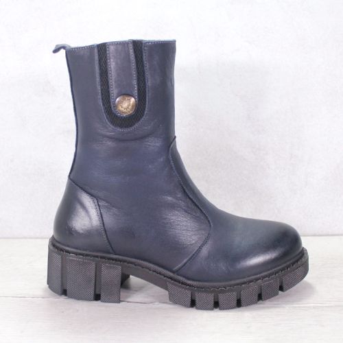 -Дамски ежедневни боти от естествена кожа в тъмно синьо - модел Синя Аврора