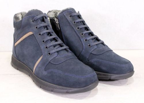 Мъжки боти от естествен набук в тъмно синьо - модел 221015.