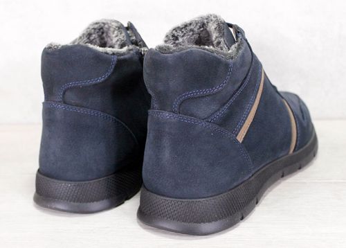 Мъжки боти от естествен набук в тъмно синьо - модел 221015.