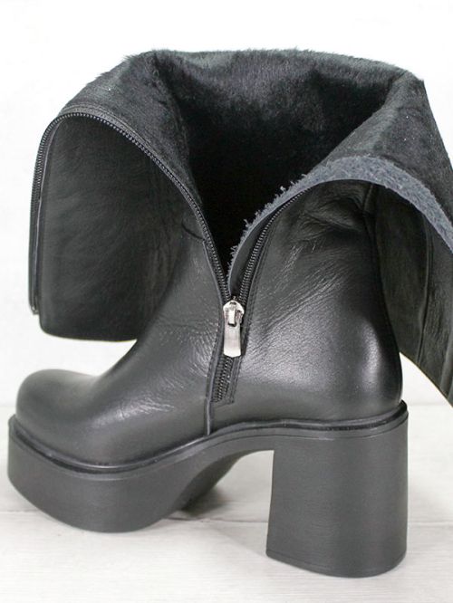 Дамски ботуши от естествена кожа в черно - модел 125587