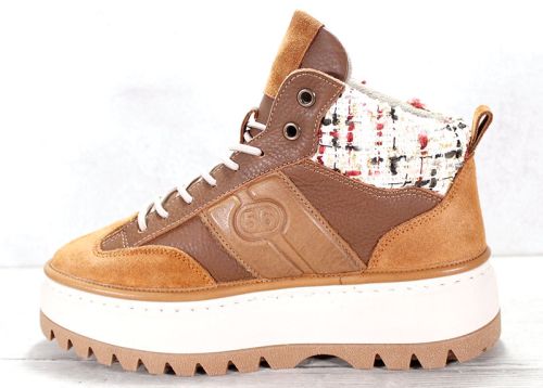 Високи дамски сникърси в кафява гама - модел 310812