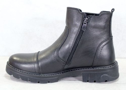 Мъжки боти без връзки от естествена кожа със страничен цип в черно, модел Бенито.