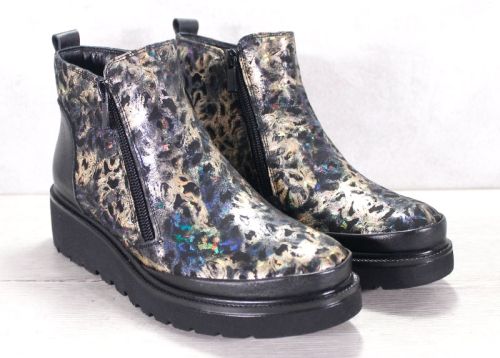 -Дамски боти от естествена кожа с уникален холограмен ефект - модел Мерида.