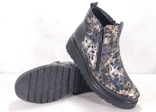 -Дамски боти от естествена кожа с уникален холограмен ефект - модел Мерида.