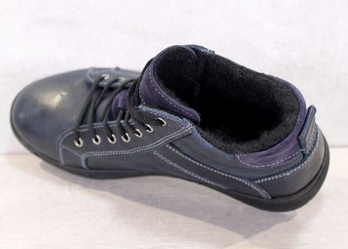 Мъжки спортни боти от тъмно синя шагренена кожа с топъл хастар - модел Сантяго