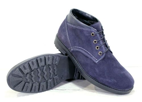 Мъжки кларк от естествен велур в тъмно синьо - модел Класик.