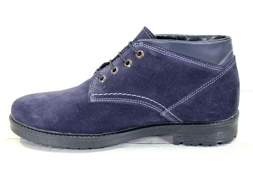 Мъжки кларк от естествен велур в тъмно синьо - модел Класик.