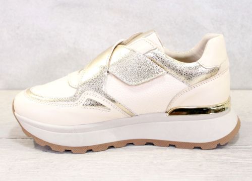 Шик дамски сникърси в бежово с акценти от златен цвят - модел Диамант