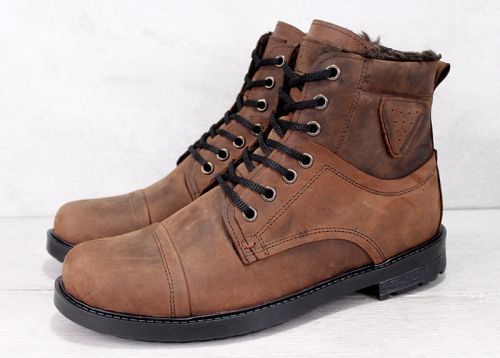 Мъжки боти от естествена кожа в кафяво - модел 334113