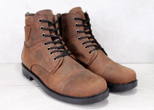 Мъжки боти от естествена кожа в кафяво - модел 334113