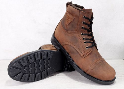 Мъжки боти от естествена кожа в кафяво - модел 334113