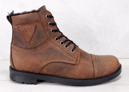 Мъжки боти от естествена кожа в кафяво - модел 334113