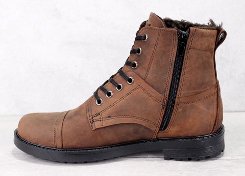 Мъжки боти от естествена кожа в кафяво - модел 334113