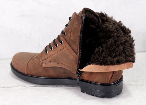 Мъжки боти от естествена кожа в кафяво - модел 334113