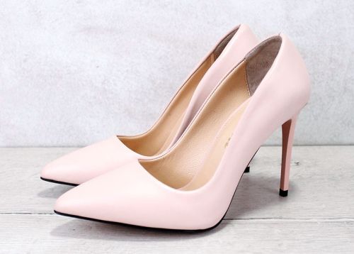 Елегантни дамски обувки Stiletto от розова естествена кожа с висок ток- Модел Анабела.