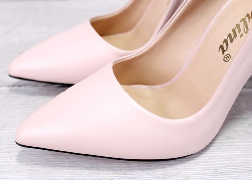 Елегантни дамски обувки Stiletto от розова естествена кожа с висок ток- Модел Анабела.