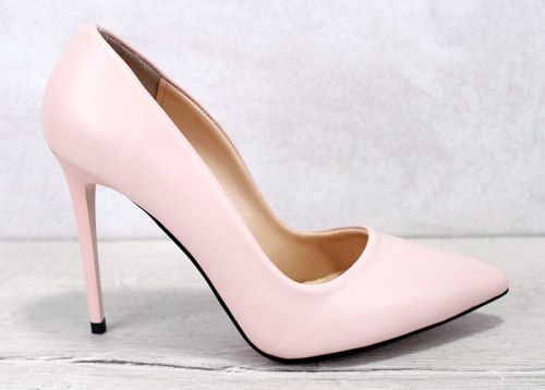 Елегантни дамски обувки Stiletto от розова естествена кожа с висок ток- Модел Анабела.