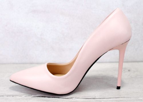 Елегантни дамски обувки Stiletto от розова естествена кожа с висок ток- Модел Анабела.