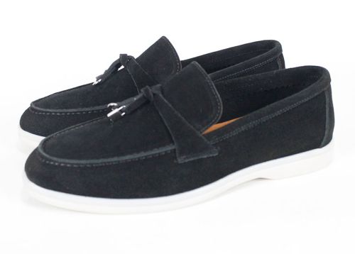 Мъжки мокасини от естествен велур в черно - модел Оазис