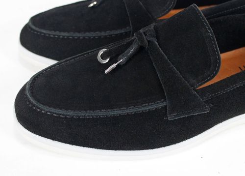 Мъжки мокасини от естествен велур в черно - модел Оазис