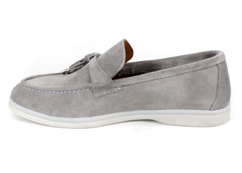 Мъжки мокасини от естествен велур в сиво - модел Оазис