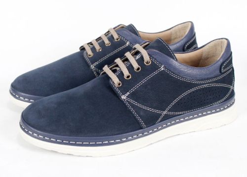 Мъжки обувки от естествен набук в тъмно синьо - модел Час Пик.