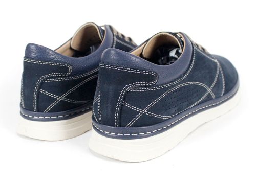 Мъжки обувки от естествен набук в тъмно синьо - модел Час Пик.