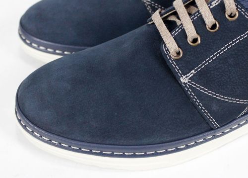 Мъжки обувки от естествен набук в тъмно синьо - модел Час Пик.