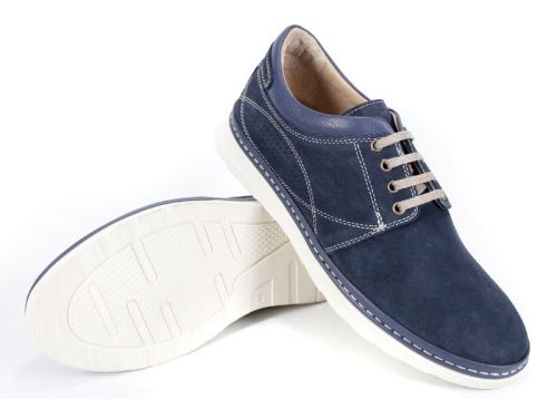 Мъжки обувки от естествен набук в тъмно синьо - модел Час Пик.