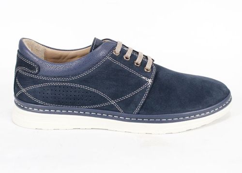 Мъжки обувки от естествен набук в тъмно синьо - модел Час Пик.