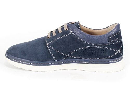 Мъжки обувки от естествен набук в тъмно синьо - модел Час Пик.