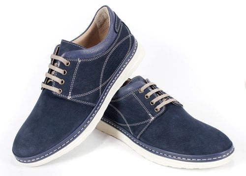 Мъжки обувки от естествен набук в тъмно синьо - модел Час Пик.