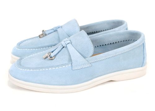 Дамски мокасини в светло синьо - модел Мистика.