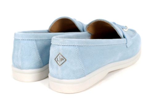 Дамски мокасини в светло синьо - модел Мистика.