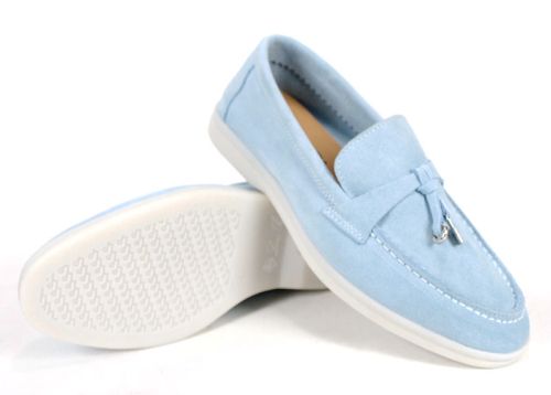 Дамски мокасини в светло синьо - модел Мистика.